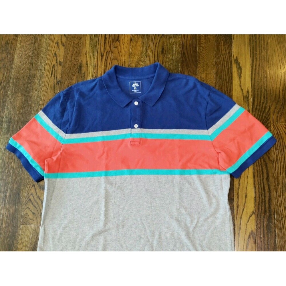 Gap Polo Shirt Men's XL Blue Coral Gray 100% Cotton The Modern Pique Golf Preppy